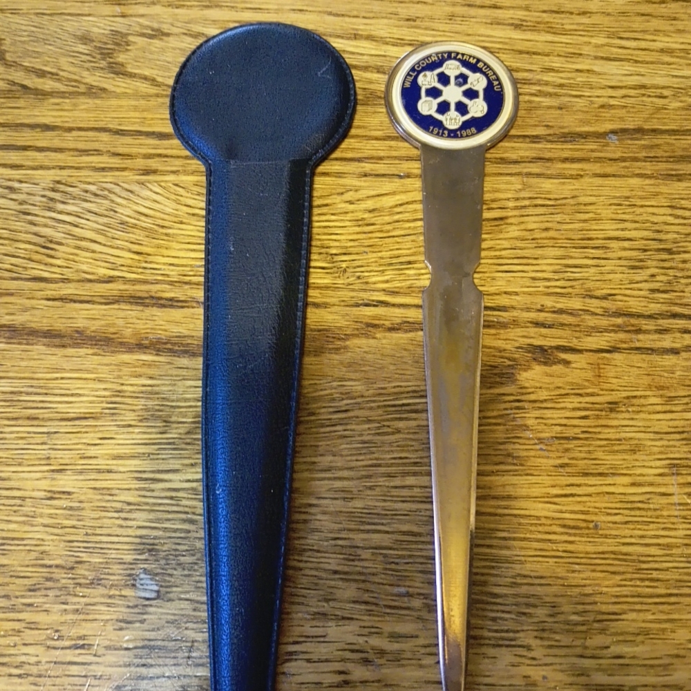 Vintage Will County Farm Bureau 75th Anniversary Letter Opener 1913-1988 w/...
